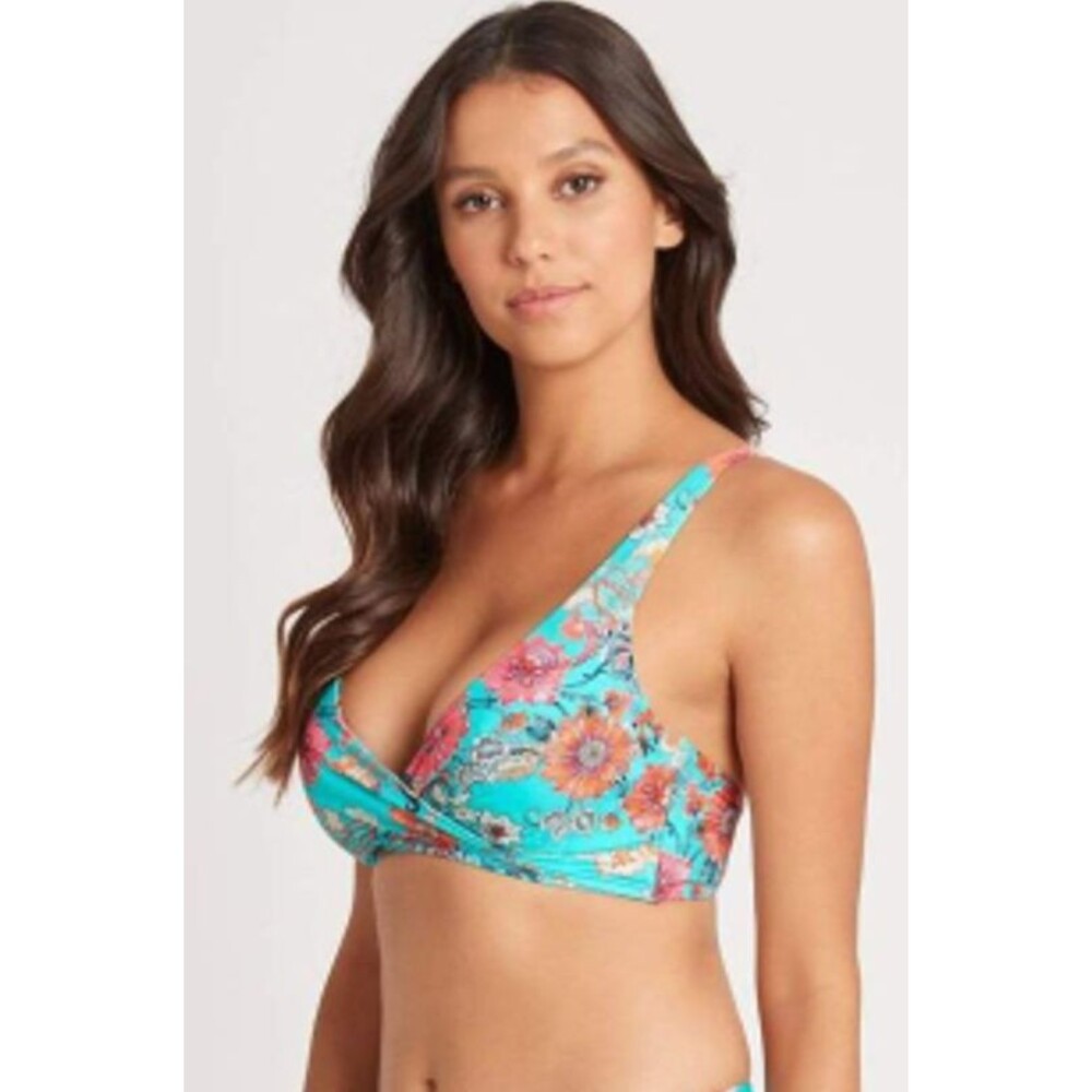 NWT Sea Level Swim Dominica Tri Bra Bikini Swim Top With Luminous Trim Aqua 10 - Picture 2 of 13